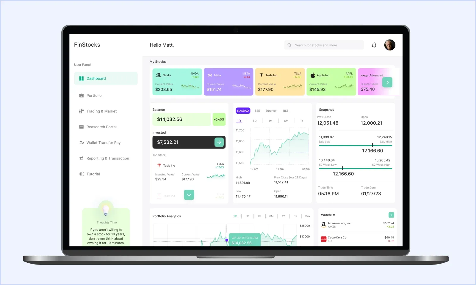 laptop showcasing the stock trading app order window UI design
